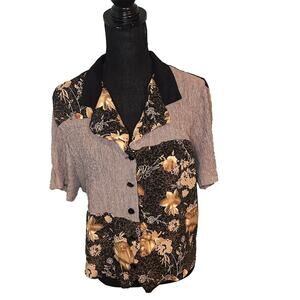 Vintage Studio C Floral Printed Button-Up Shirt – Retro Bloom Style